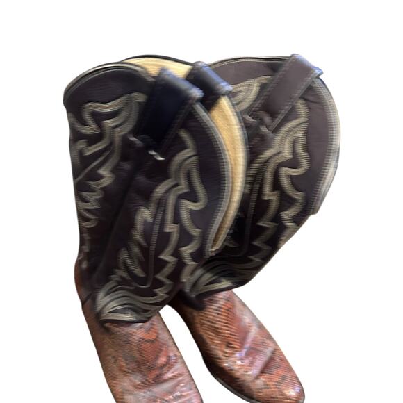 Justin Cowboy Boots Women's Size 7.5 Brown Snake Skin - Picture 9 of 11